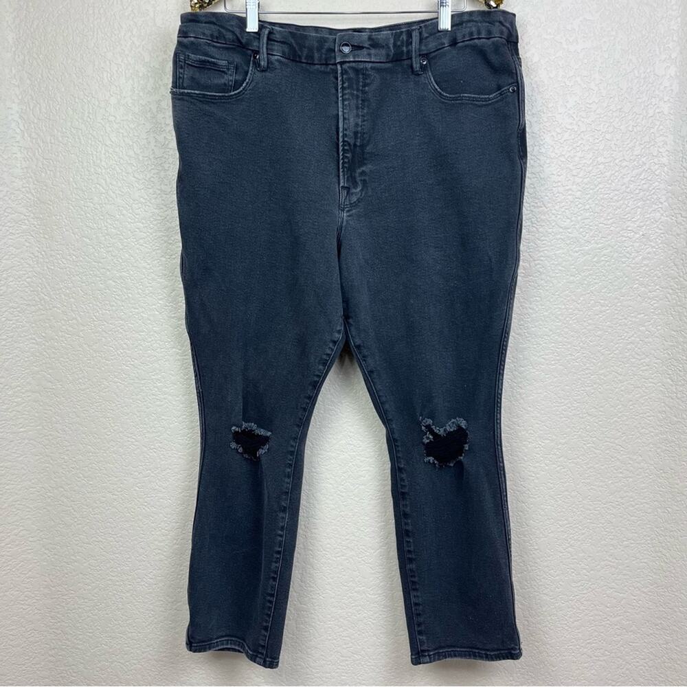 Good American • Good Curve Skinny Crop High Waist Distressed Jeans